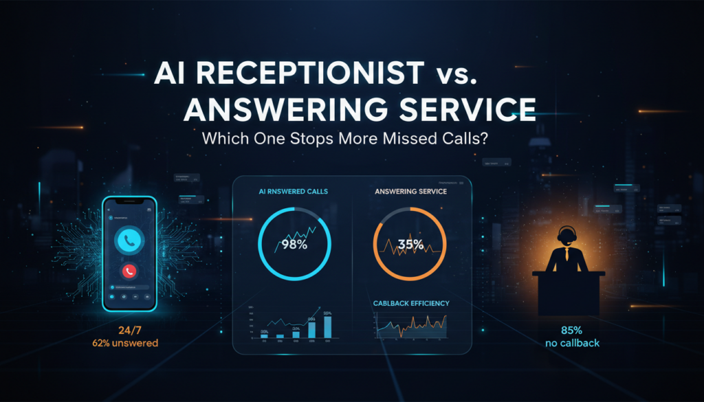 AI receptionist vs answering service comparison hero image