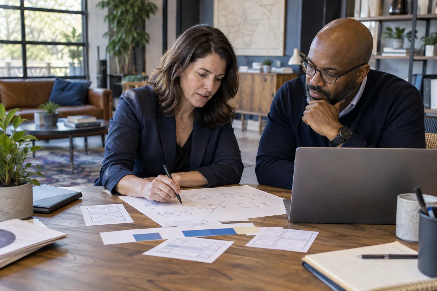 Business leader and technology consultant mapping a clear digital plan